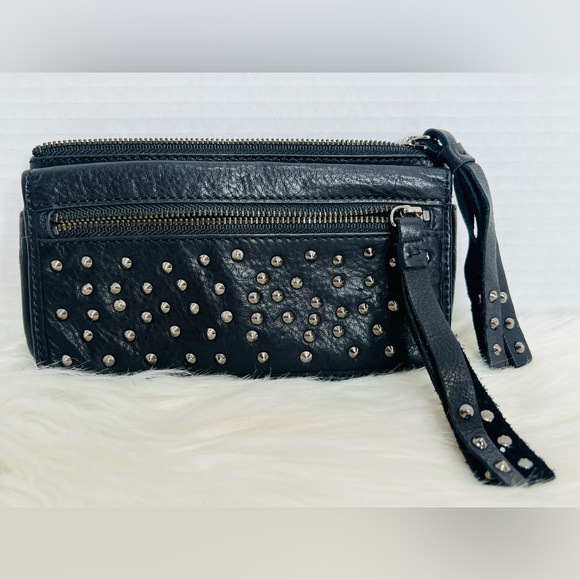 Frye Black Studded Leather Wristlet - Picture 1 of 5